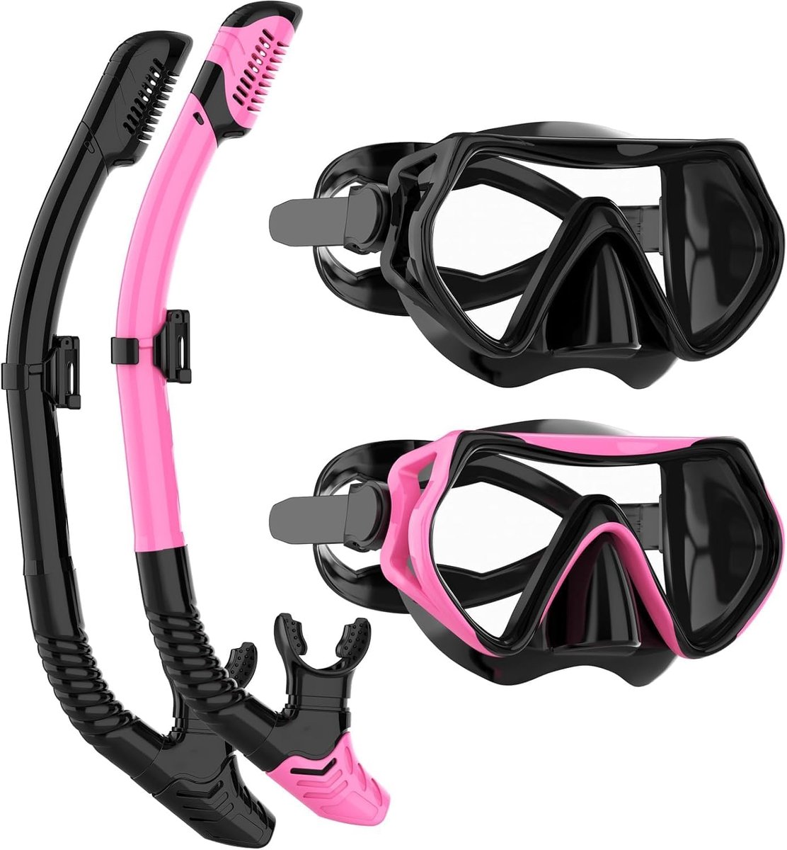 SnelShoppen - Snorkelset voor Volwassenen - 180° Panoramisch Snorkelmasker met Tempered Glas - Anti-Fog Duikbril voor Zwemmen en Snorkelen - Geschikt