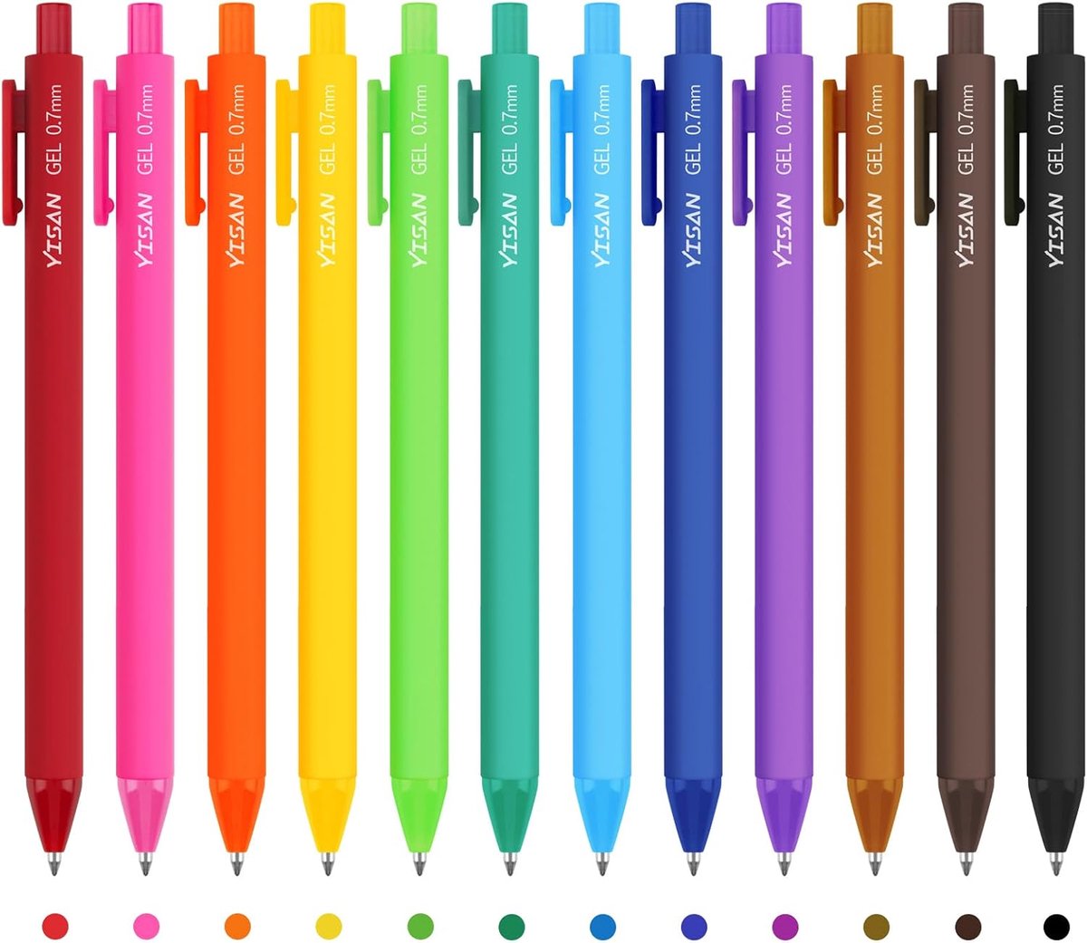 Thijox - Intrekbare Balpennen Set 12 Kleuren, Gel Inkt Pen 0,7 mm voor Schrijven, Tekenen, Mandala, Journaling, Creatief, School, Kantoor