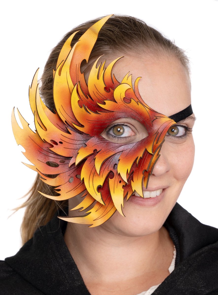 Leren Masker - Phoenix Rood-Geel