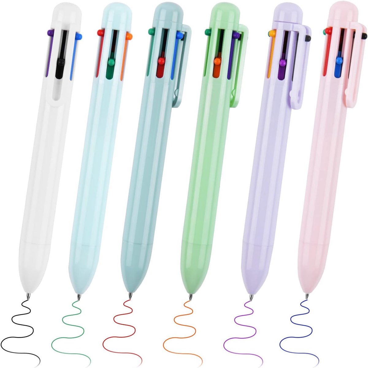 SnelShoppen - 6-in-1 Kleurenbalpennen Set - 0.5mm Multicolor Balpennen - Retractable Pens - Perfect voor School, Kantoor, Studenten en Cadeaus - Zwart