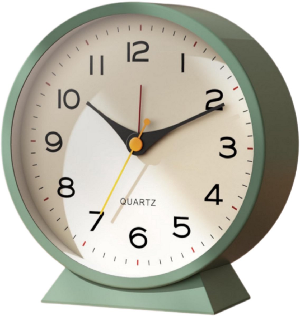 Retro Wekker - Analoge Wekker - Stil Uurwerk zonder Tikken - Met Nachtlampje - Batterijgevoed - Voor Slaapkamer en Nachtkastje - 4.5 inch - Groen