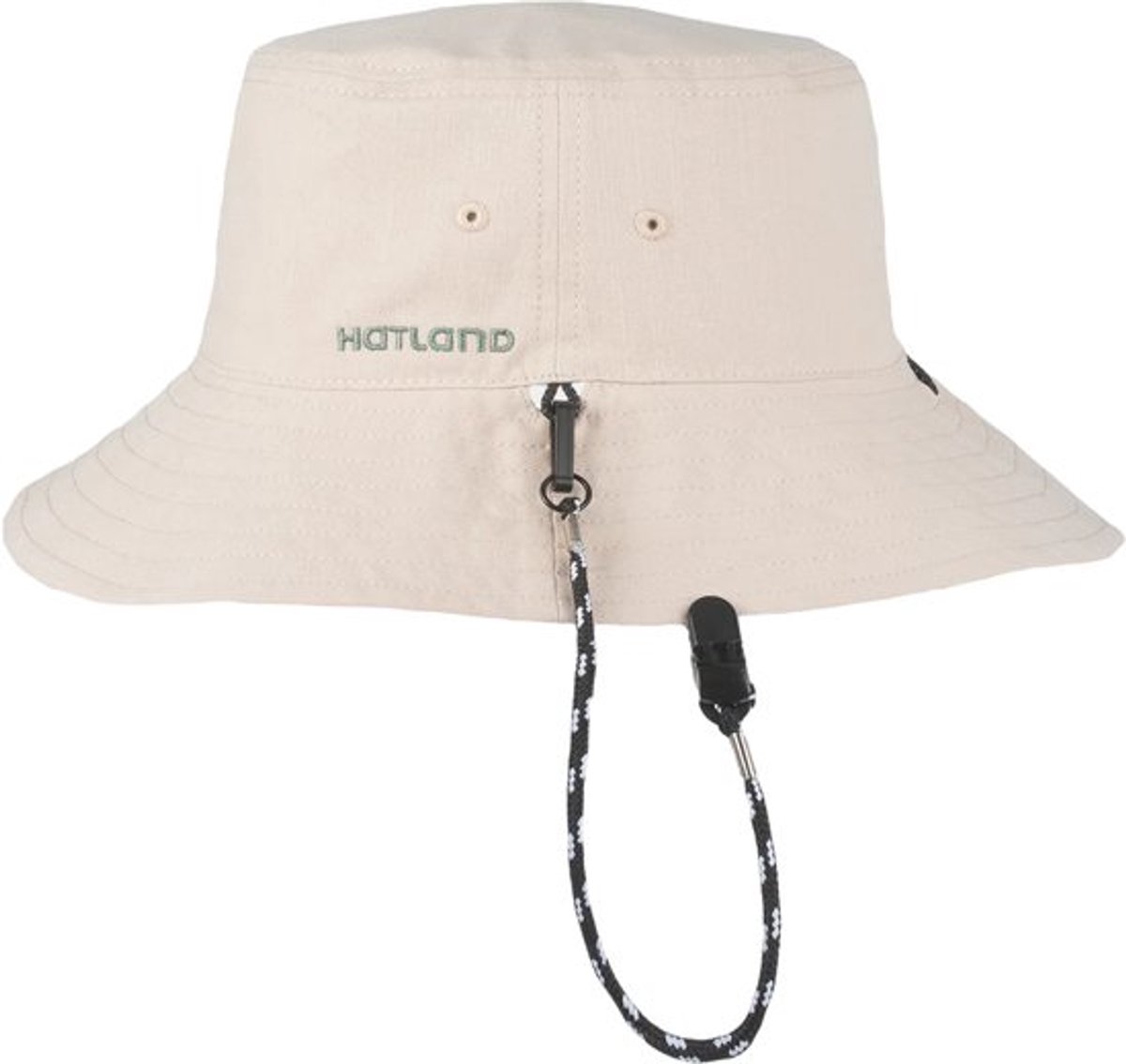 Hatland - Elin Reversible - Katoenen bucket met cap keeper - Beige - Maat L / XL - Unisex