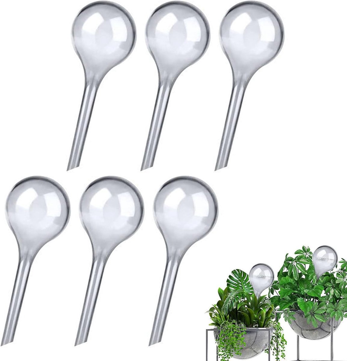 SnelShoppen - 6 Irrigation Balls voor Automatische Bewatering van Planten - PVC Waterbolletjes voor Zelfwaterende Potplanten - Transparante en Witte W