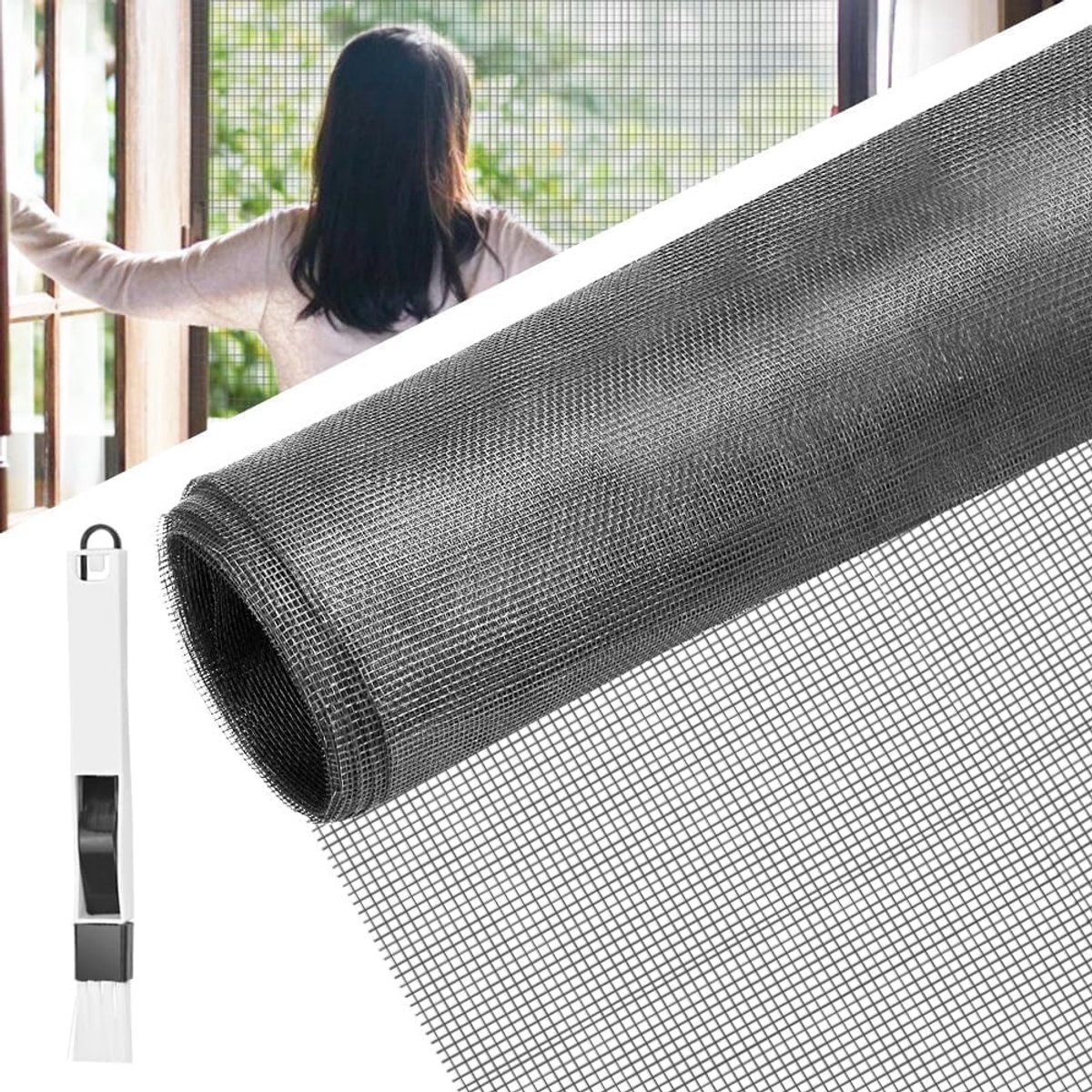 SnelShoppen - 120 x 600 cm Insectenwerend Gaas voor Ramen en Deuren - Glasvezel Moskito Net, Knipbaar, Inclusief Schoonmaakborstel - Ideaal voor Tuin,