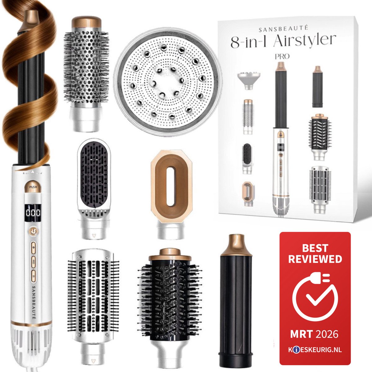 Bol.com Sansbeauté® 8-in-1 Airstyler met Diffuser - Multistyler - Föhnborstel Kort Haar - Haarkruller - Haarstyler - Haardroger ... aanbieding