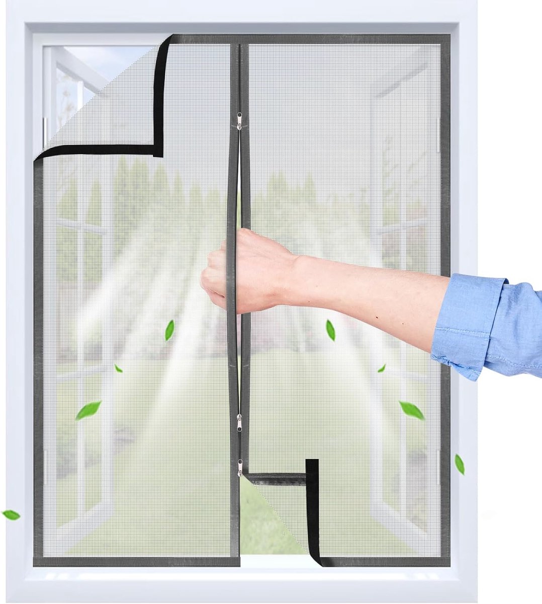 SnelShoppen - Zelfklevend Muggennet met Rits, Lichtgrijs, 85 x 135 cm | Translucente Sluiting van Polypropyleen, Ademend, Herbruikbaar, Voor Huis, Tui