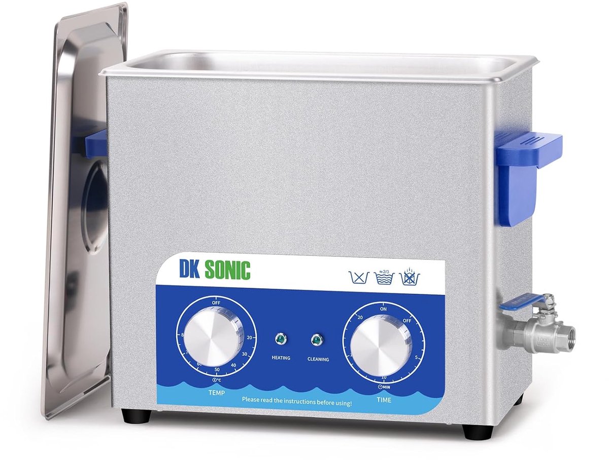 SnelShoppen - Ultrasonic Cleaner 6L 180W | RVS Reinigingsapparaat met Mechanische Timer en Verwarming | Voor Pistolen, Motoren, Carburateurs, Kettinge