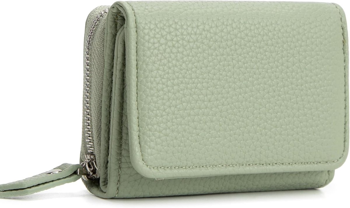 SnelShoppen - Dames Portemonnee Klein, Bifold Leren Portemonnee voor Vrouwen, Meerdere Vakken, Groen, Compact, Ideaal voor Dagelijks Gebruik, 10x8x4 c