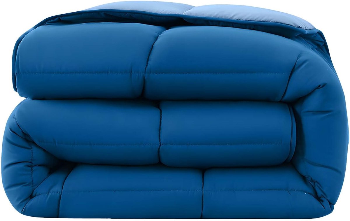 SnelShoppen - Omkeerbaar Dekbed 135x200 cm - Donkerblauw & Blauw - Zacht Microvezel - All-Season Dekbed voor Winter & Zomer - Allergievriendelijk & On