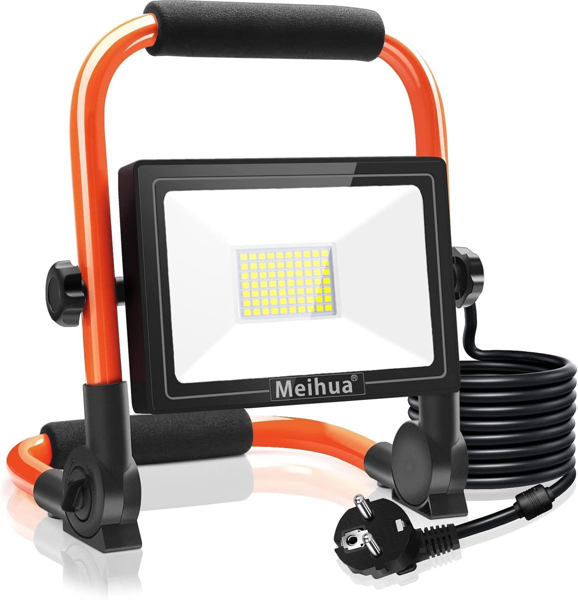 SnelShoppen - 60W LED Bouwspot 5200LM Dimbare Schijnwerper 6500K - IP66 Waterdicht - Portable Werklamp met 3,5M Kabel en Schakelstekker voor Garage, B