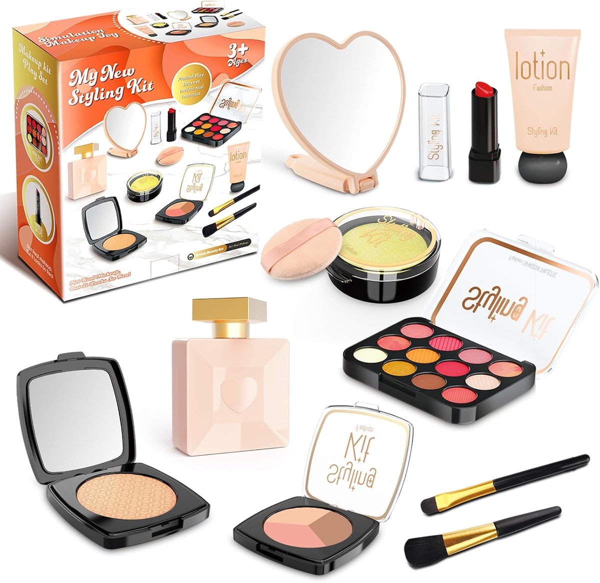 SnelShoppen - Kids Pretend Make-up Speelgoed Set - Veilige Niet-giftige Nep Cosmetica Kit met Lipstick, Spiegel, Make-up Borstels voor Meisjes 3+ Jaar
