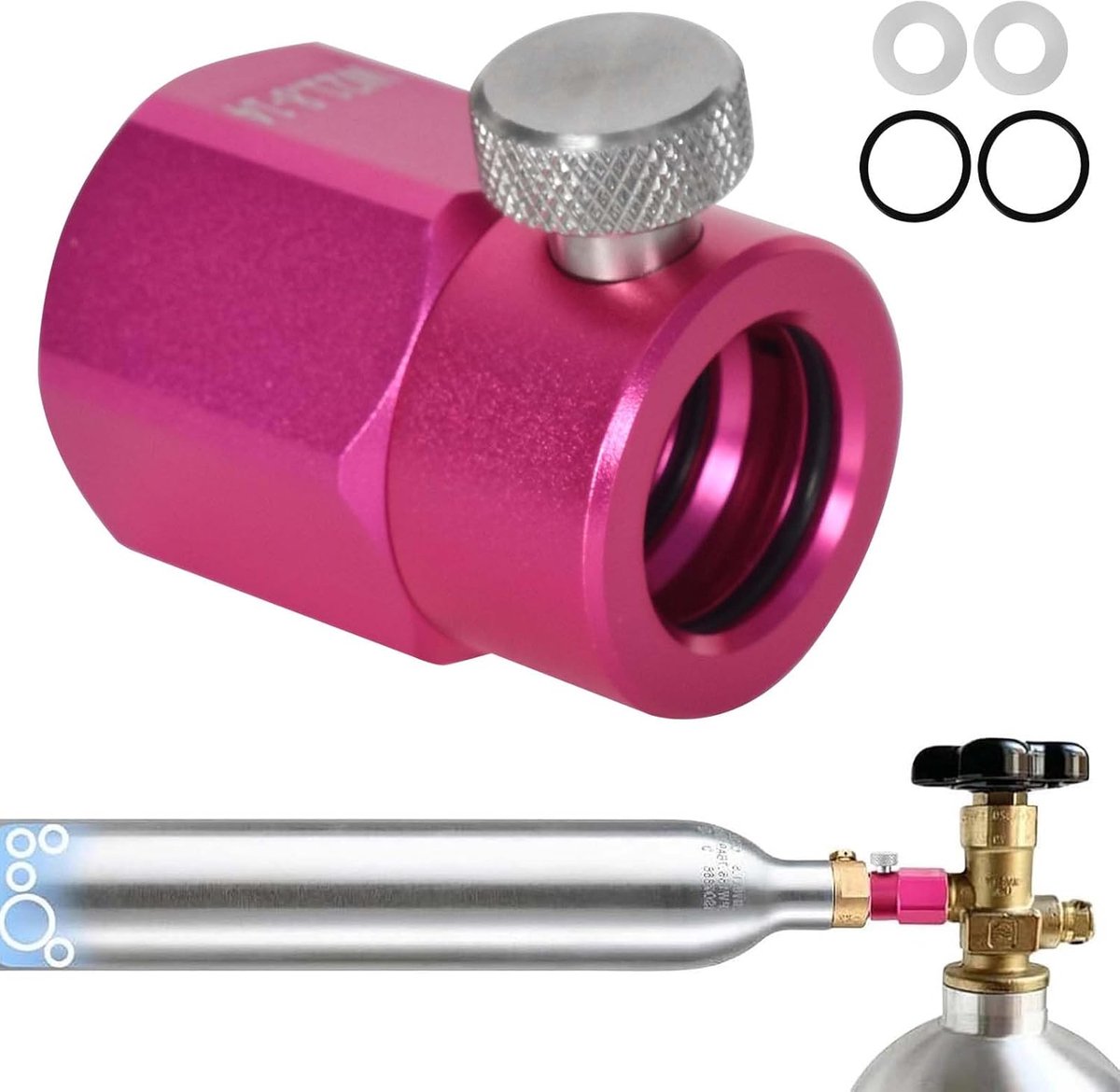 SnelShoppen - Quick Connect CO2-navuladapter voor frisdrankmaker, roze CO2-cilinder, eenvoudig te gebruiken voor SodaStream Duo, Crystal 3.0, Gaia, Ar