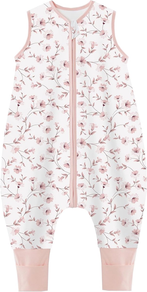 SnelShoppen - Babyzomerslaapzak met voeten, 100% puur katoen, 0,5 TOG, mouwloos ontwerp, comfortabele slaapzak voor jongens en meisjes, ideale pyjama