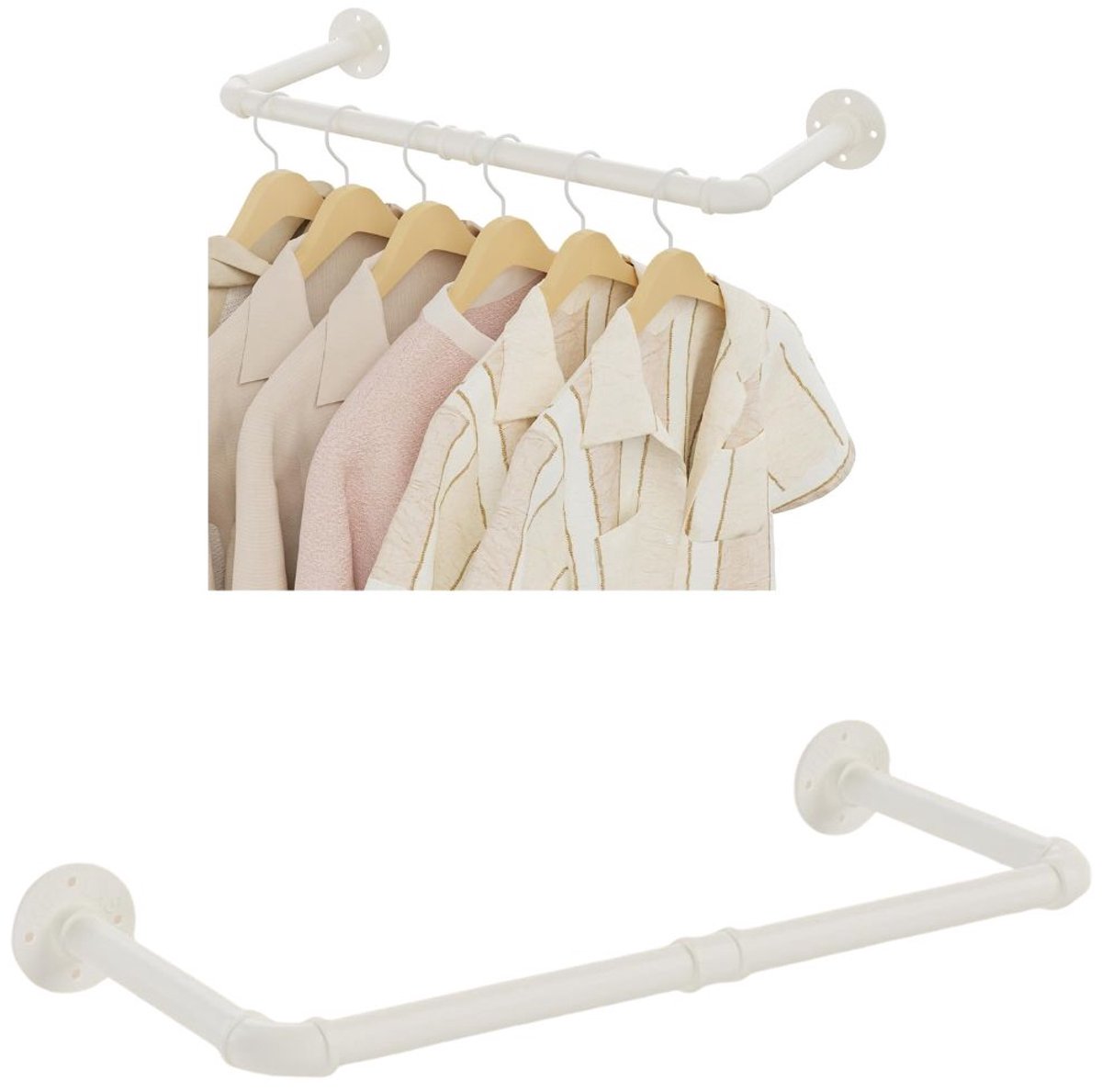 Kledingstangen voor aan de Muur - Kledingrek - Kledingroede - Wit