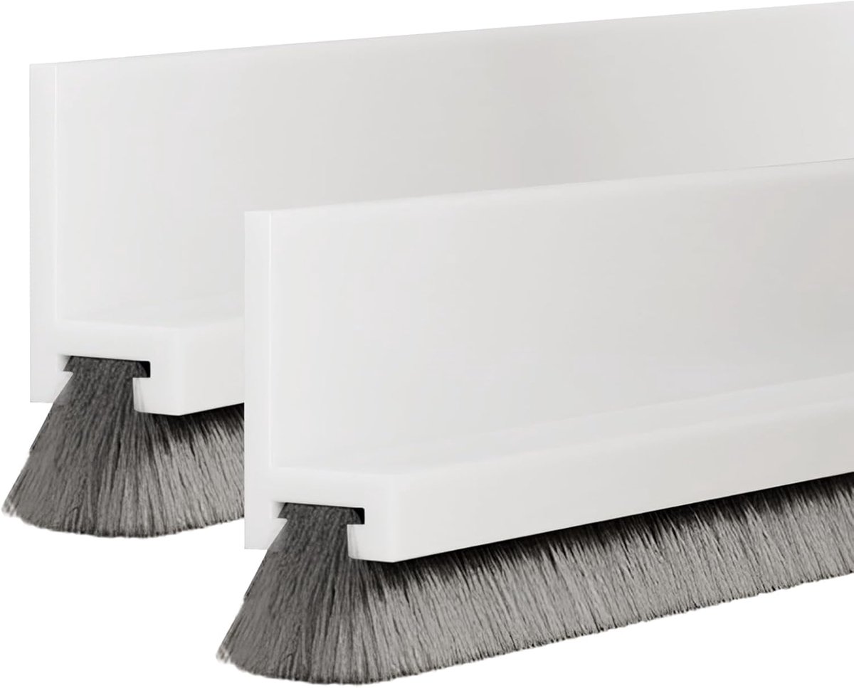 SnelShoppen - 2 stuks 100 × 5,5 cm deurafdichting met borstel, wind- en stofbescherming, snijbare deurborstelafdekstrip voor insecten- en geluidsbesch