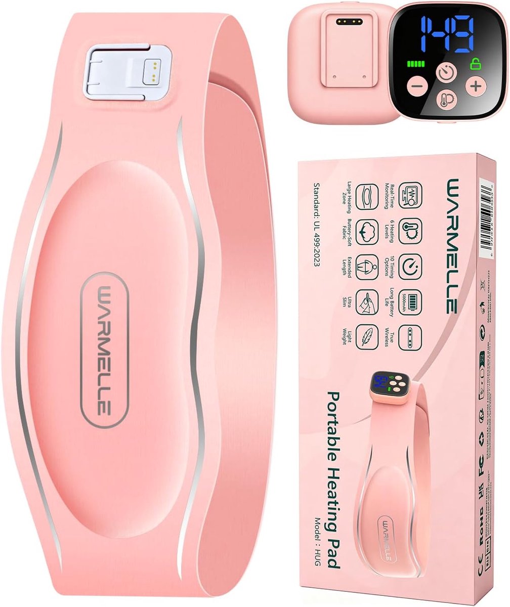 SnelShoppen - Draagbare Warmtegordel voor Vrouwen, Draadloos Verwarmingskussen met 6 Temperatuurstappen, 5000 mAh, Zacht en Duurzaam voor Menstruatiep