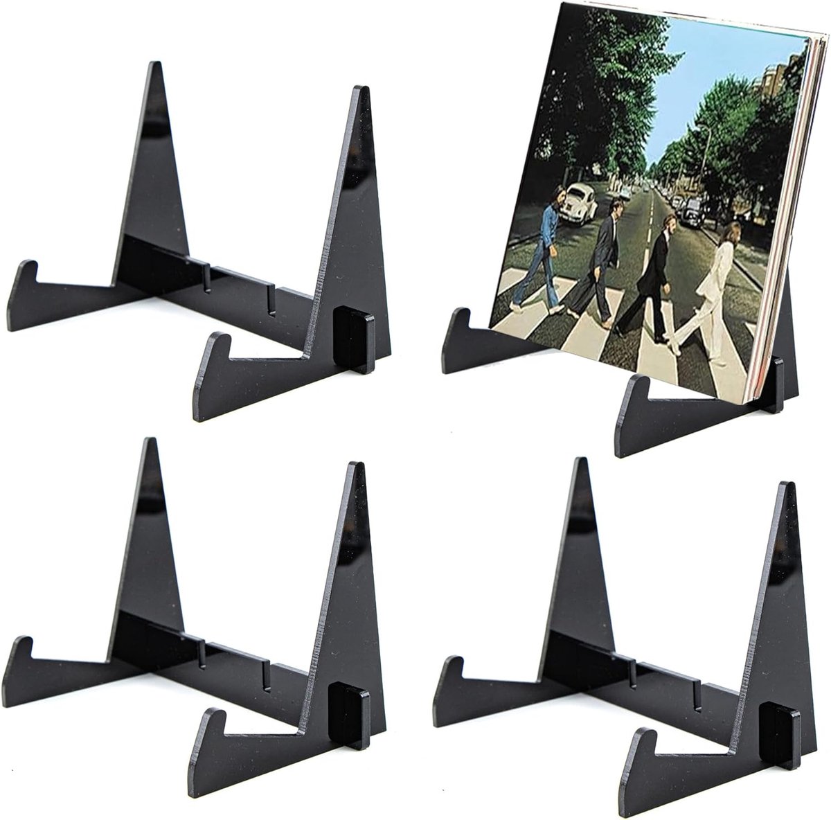 SnelShoppen - Vinylhouder voor Tafel - Set van 3 Vinylhaken - Acryl Platenhouder - Mobiel Vinyl Frame voor Display LP's - Zwart - Perfect voor Albums