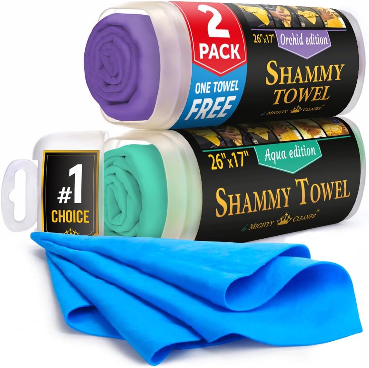SnelShoppen - Premium Chamois Towel 2 Stuks + Gratis Shammy Doek voor Auto Drogen - 66 x 43 cm - Super Absorberend, Krasvrij, Herbruikbaar en Zacht