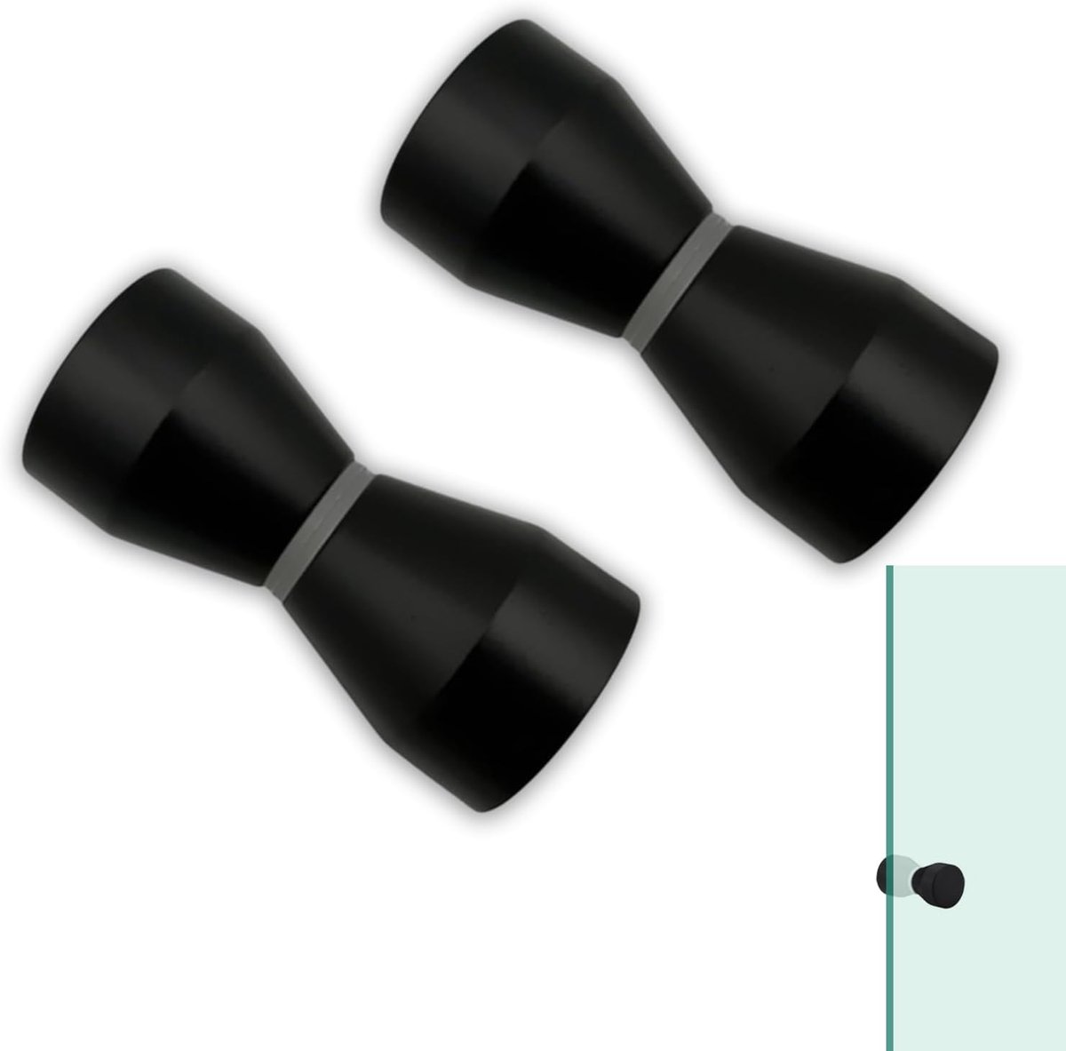 SnelShoppen - Douchedeur Handgreep Knop Zwart Aluminium - 2 Stuks - 62x30mm - Luxe en Duurzaam voor Badkamer Deur Hardware
