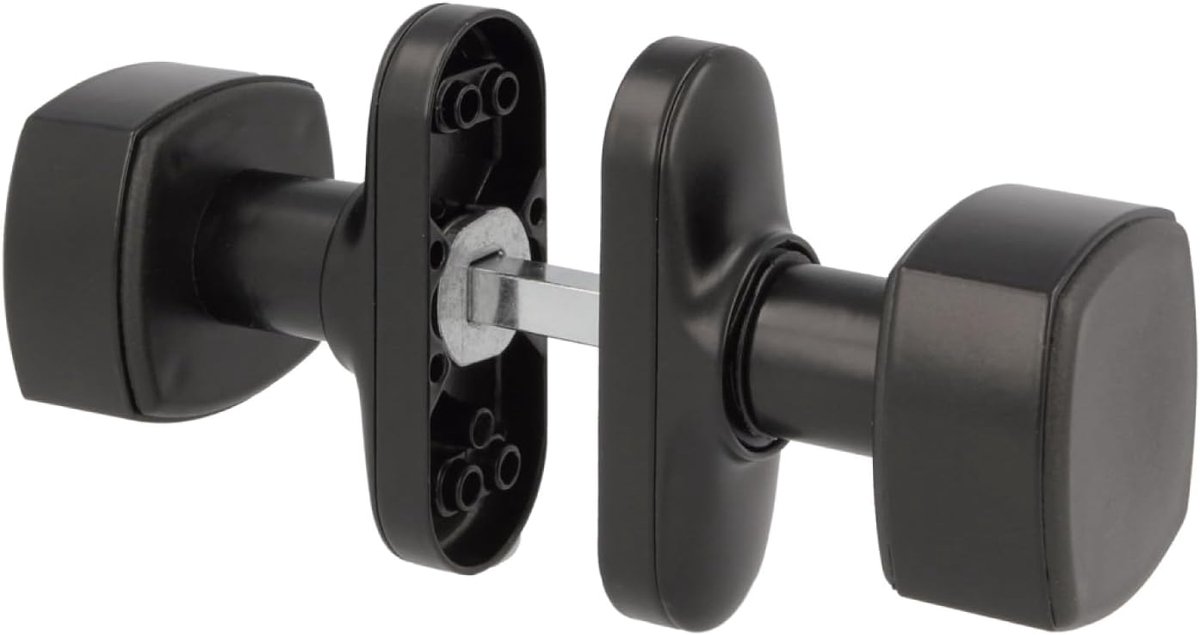 SnelShoppen - Set van vierkante deurknoppen met smalle plaat 6807-81 x 31 mm - Voor binnendeuren - Ideaal voor slaapkamers, badkamers en kantoren - Zw