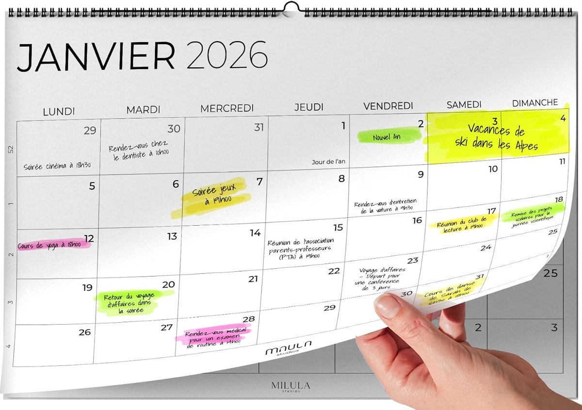 SnelShoppen - Wandkalender 2025/2026 A4 Jaarplanner, Juli 2025 tot December 2026, Perfect voor Thuis, Kantoor, School en Gezin, Maandoverzicht, Organi