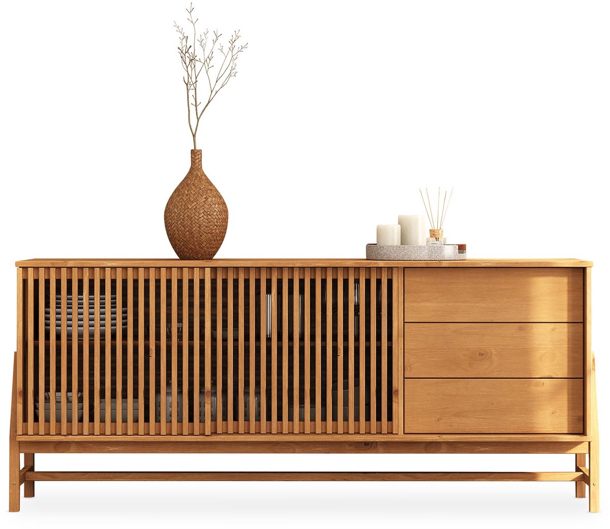 ADAMO-dressoir 175 cm van massief hout – eiken afwerking