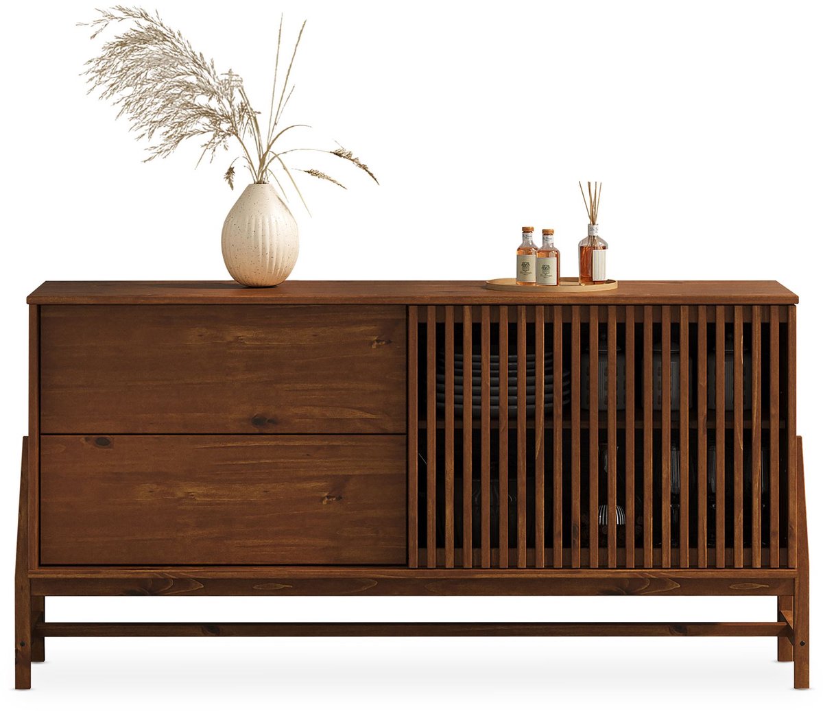 ADAMO-dressoir 145 cm van massief hout – afwerking in kastanje