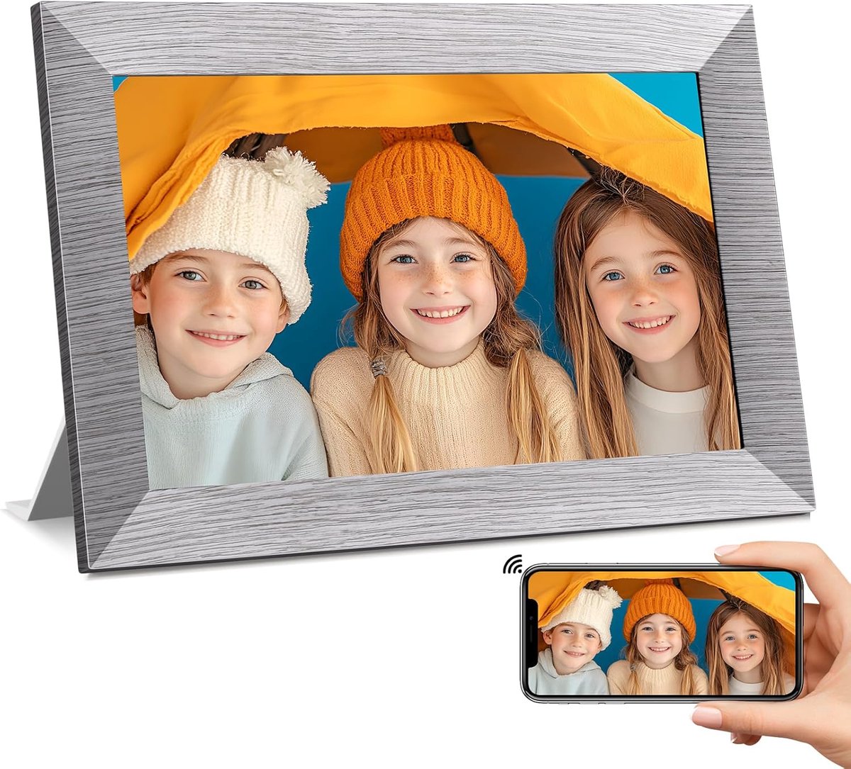 SnelShoppen - Digitale Fotolijst 10 Inch met WiFi, 32GB Geheugen, IPS Touchscreen, Automatische Rotatie, Makkelijk Foto's en Video's Delen via App, Pe