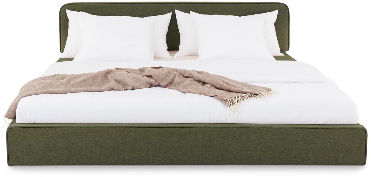 LATINI-boxspring 160x200 cm in groen met verstelbaar hoofdeinde