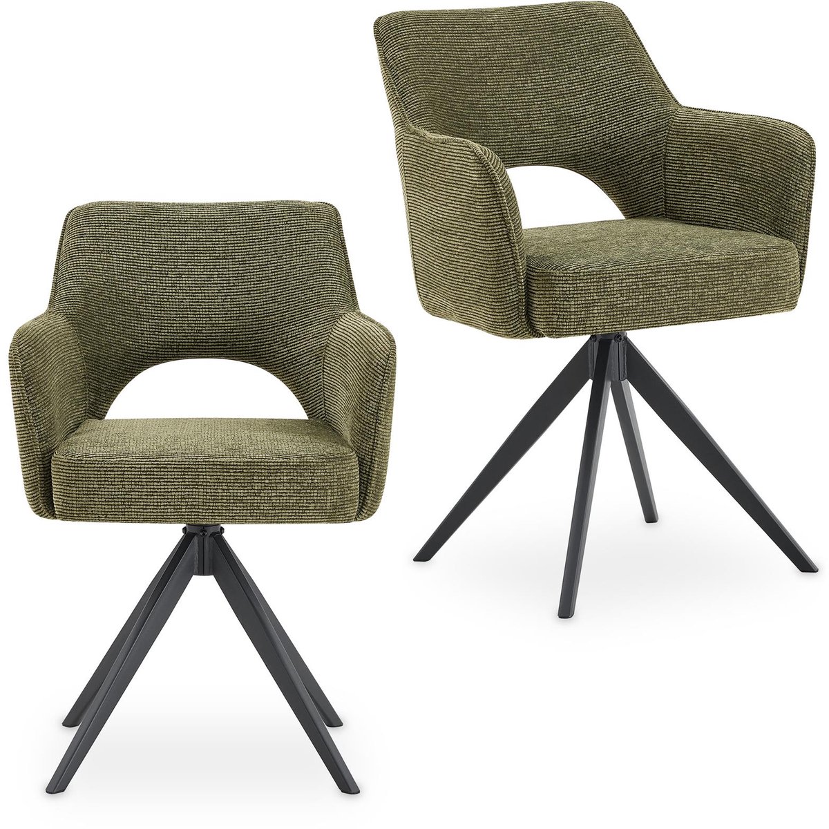 Eetkamerstoelen FLORENCE, draaibaar, set van 2 – Groen