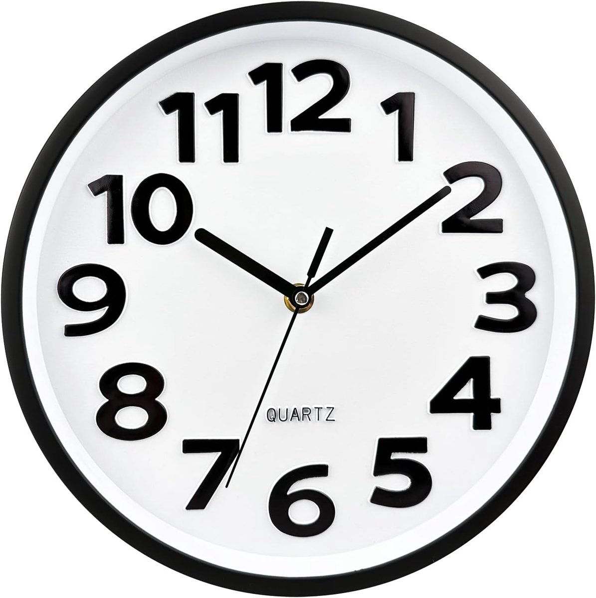 SnelShoppen - 33cm Wandklok, Batterij Aangedreven, Stille Quartz Klok, Modern Design, Geschikt voor Slaapkamer, Woonkamer, Kantoor, Zwart (Wit, 25cm)