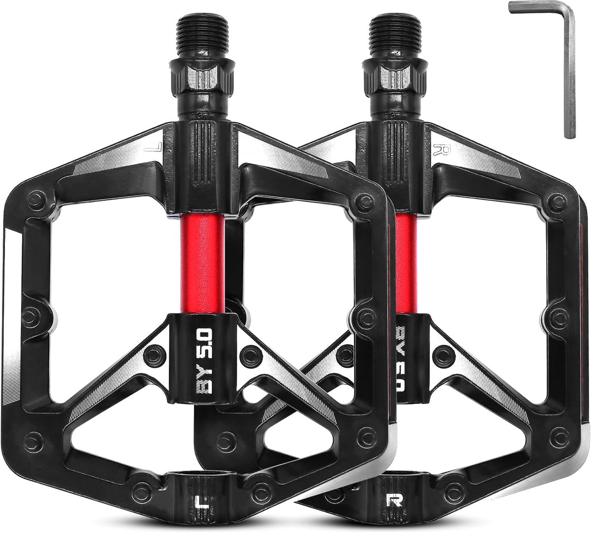 SnelShoppen - MTB Pedalen met Reflectors - 9/16 Inch Aluminium Non-Slip Platform Pedalen met 3 Sealed Bearings voor Mountainbike, BMX, E-Bike, Racefie