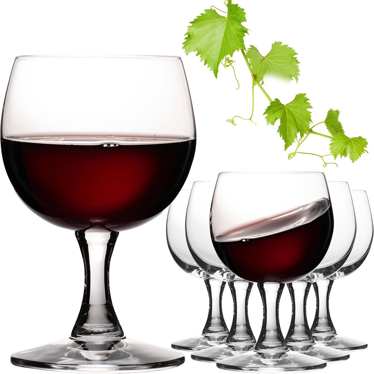 SnelShoppen - Set van 6 PLATINUX rode wijnglazen 250ml - Kristalglas - Vaatwasmachinebestendig - Perfect voor feest, diner, en dagelijks gebruik