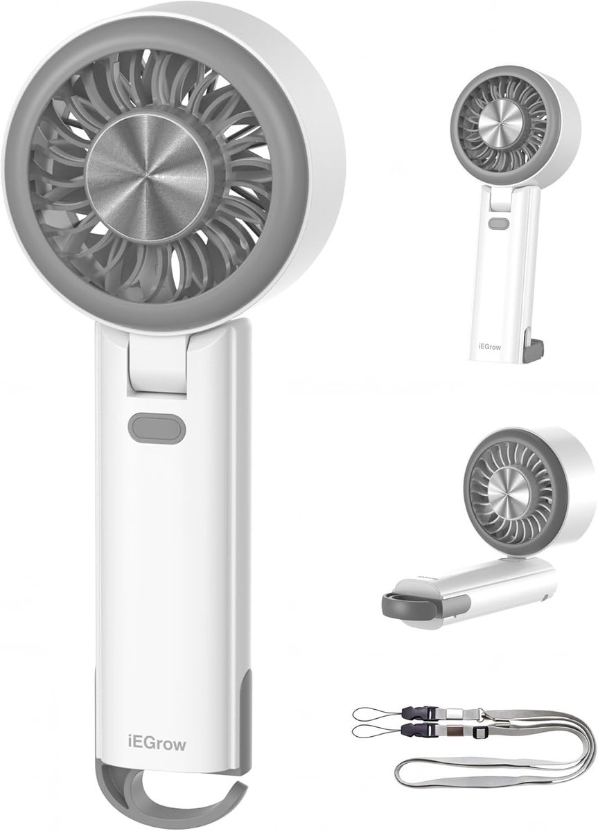 SnelShoppen - iEGrow Hand Fan Wit - Opvouwbare Ventilator voor Feest, Camping en Tuin - Lichtgewicht en Draagbaar - Perfect voor Kinderen en Volwassen