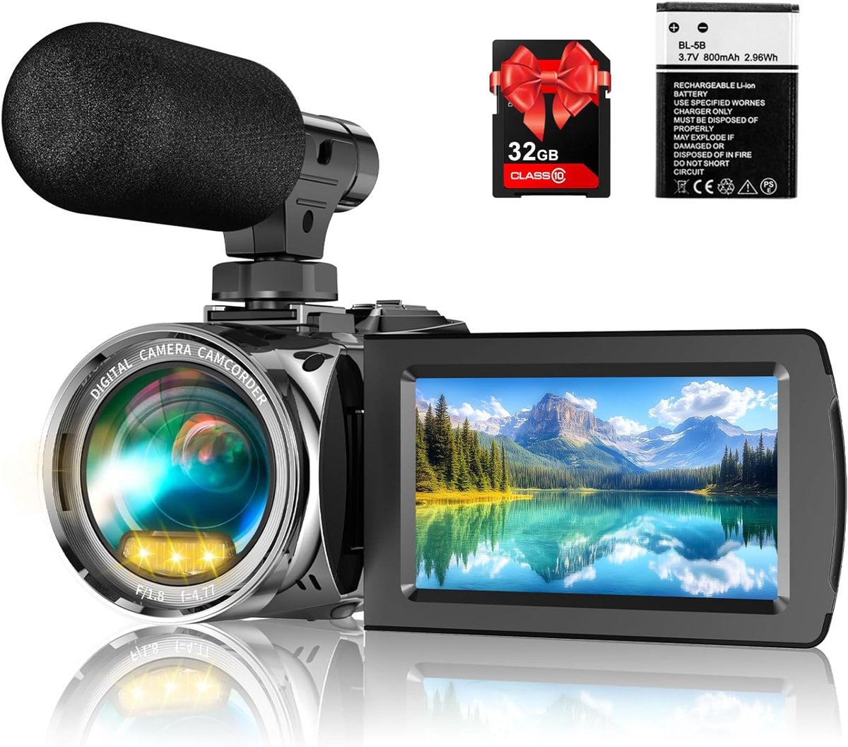 SnelShoppen - Video Camera FHD 1080p 48MP 4K Camcorder voor YouTube - Vlogging Camera Recorder met 18X Digitale Zoom, 3.0 Inch 270° Rotatie IPS Scherm