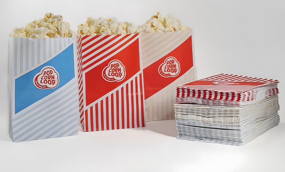 SnelShoppen - Popcornzakken Mix 120 Stuks - 40 Blauwe, 40 Rode, 40 Beige - Ideaal voor Feesten, Kamperen, Kinderen, Tuin en Keuken
