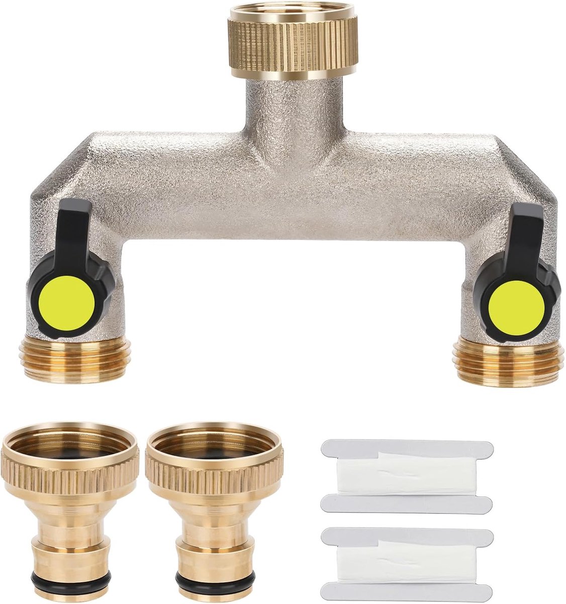 SnelShoppen - Waterverdeler 2-weg met 3/4 inch kraan, verstelbare en vergrendelbare waterstroom, robuuste messing waterdistributeur voor grote tuinen