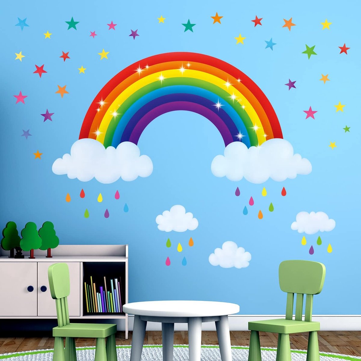 SnelShoppen - Rainbow Peel and Stick Wandstickers voor Kinderen - Verwijderbare Muurstickers voor Slaapkamer, Klaslokalen en Meisjeskamers - Kleurige