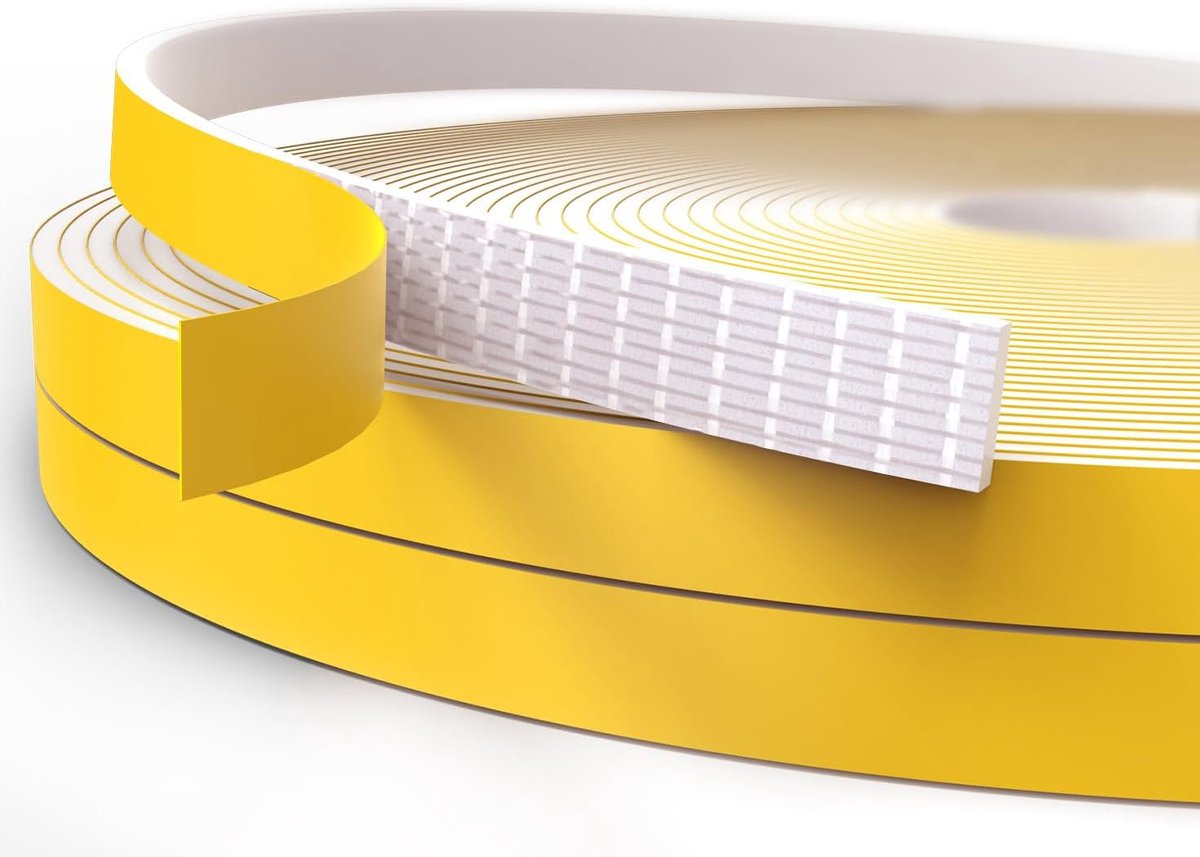 SnelShoppen - Draught Excluder voor Deuren en Ramen - Geluidsisolatie, Waterdicht, Winddicht - Zelfklevende Foam Tape 6mm x 1.5mm x 20m - Witte Sealin