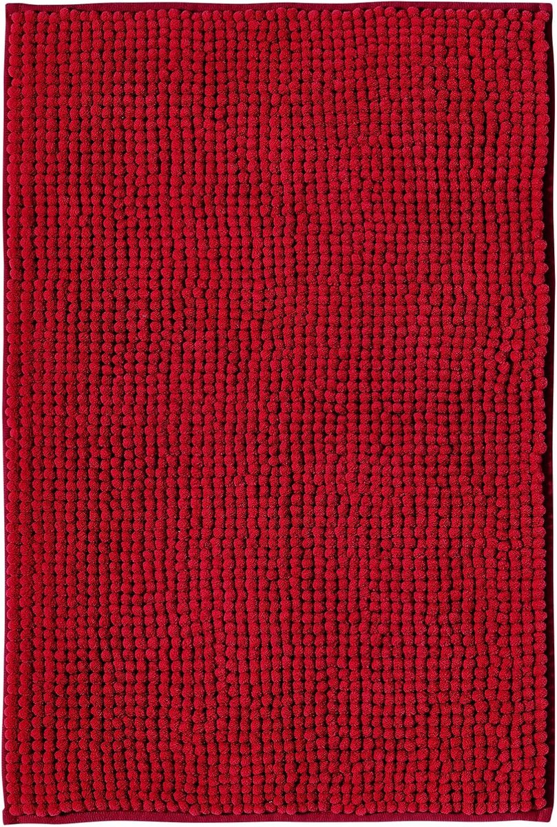 SnelShoppen - Decomira Badmat Antislip Soft Chenille 50x80cm - Super Absorberend en Machinewasbaar - Ideaal als Douchemats, Badmat of WC Mat - Rood