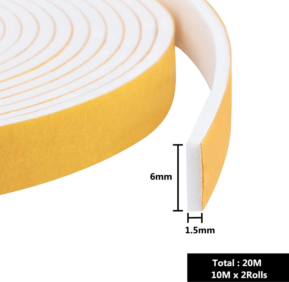 SnelShoppen - Sealing Tape voor Deuren, Zelfklevende Foam Band, Deur- en Raamafdichting, Rubber Seal voor Geluidsisolatie en Schokabsorptie, Totale Le