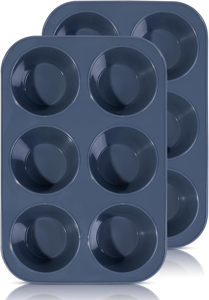 SnelShoppen - Grote Silicone Muffinvorm voor 6 Muffins, Non-Stick Muffinplaat, Ideaal voor Cupcakes, Brownies, Yorkshire Pudding, 27.8 x 19 x 5 cm, Gr