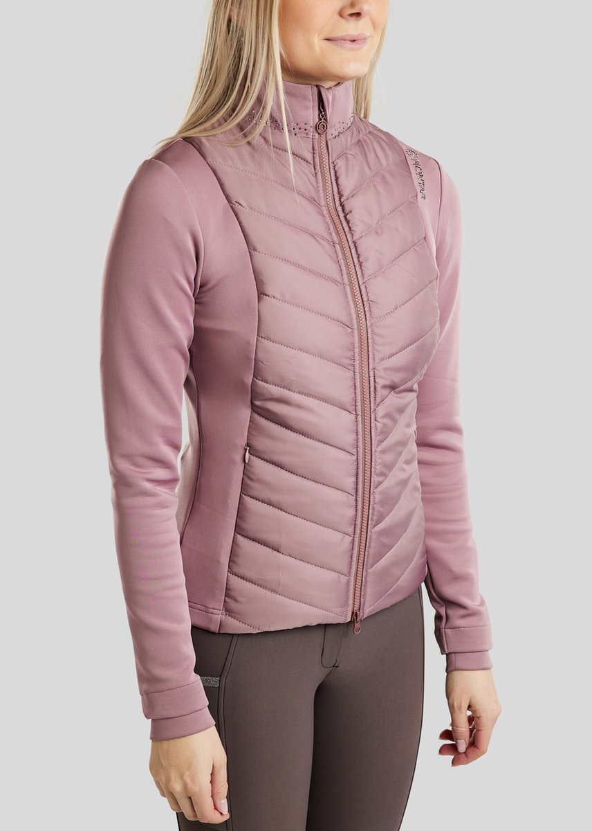 Montar FW25 MoEmilia Hybride Jas met Gemengde Grijstinten Kristallen Dusty Rose M