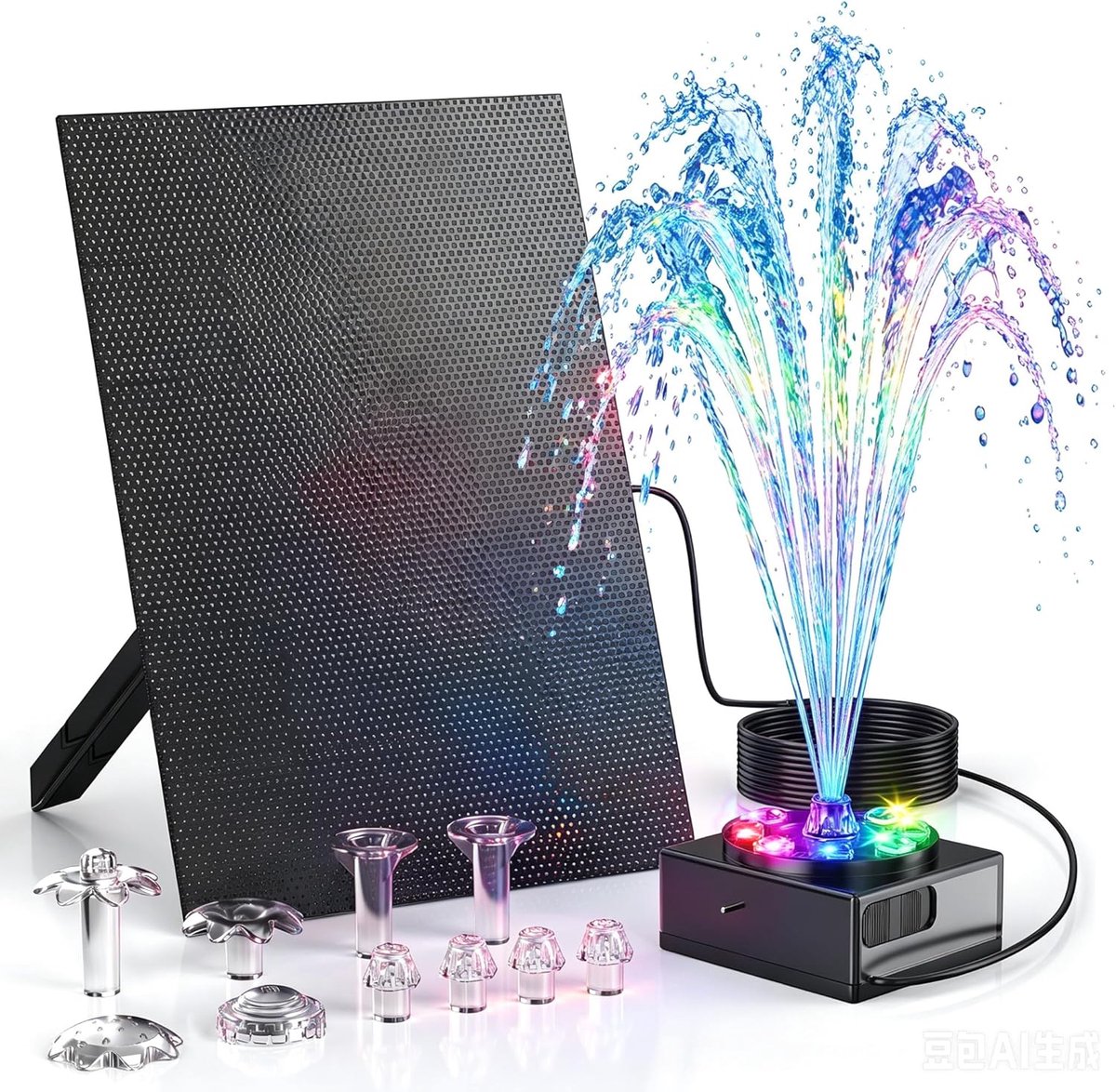 SnelShoppen - Solar Fountain Pomp 8W met LED voor Tuin, Vijver en Vogelbad - Hoogste Water Sprays tot 35 cm - Efficiënte Zonne-energie en Compact Ontw