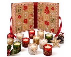 Kerst Adventskalender met 24 Verrassingen – Kaarsen en Kerstdecoratie – Adventskalenders voor Volwassenen – Kerstcadeau Vrouw en Man – Advent Kalender – Rood