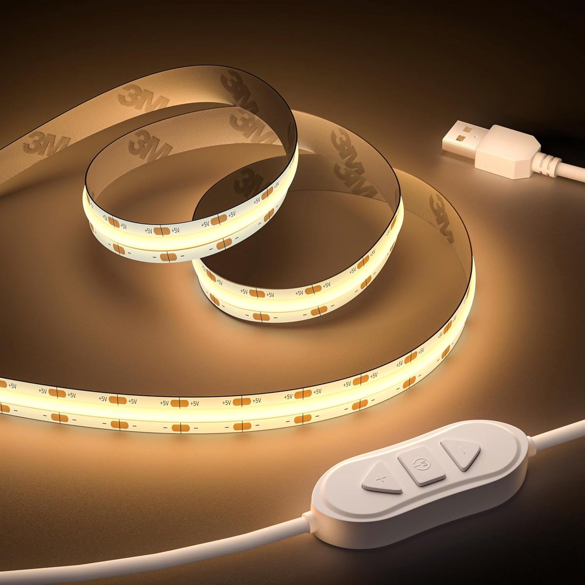 SnelShoppen - Dimbare 5V USB COB LED Strip 3M Warm Wit 2700K met 960 LED's voor TV Achtergrondverlichting, Slaapkamer, Spiegelverlichting