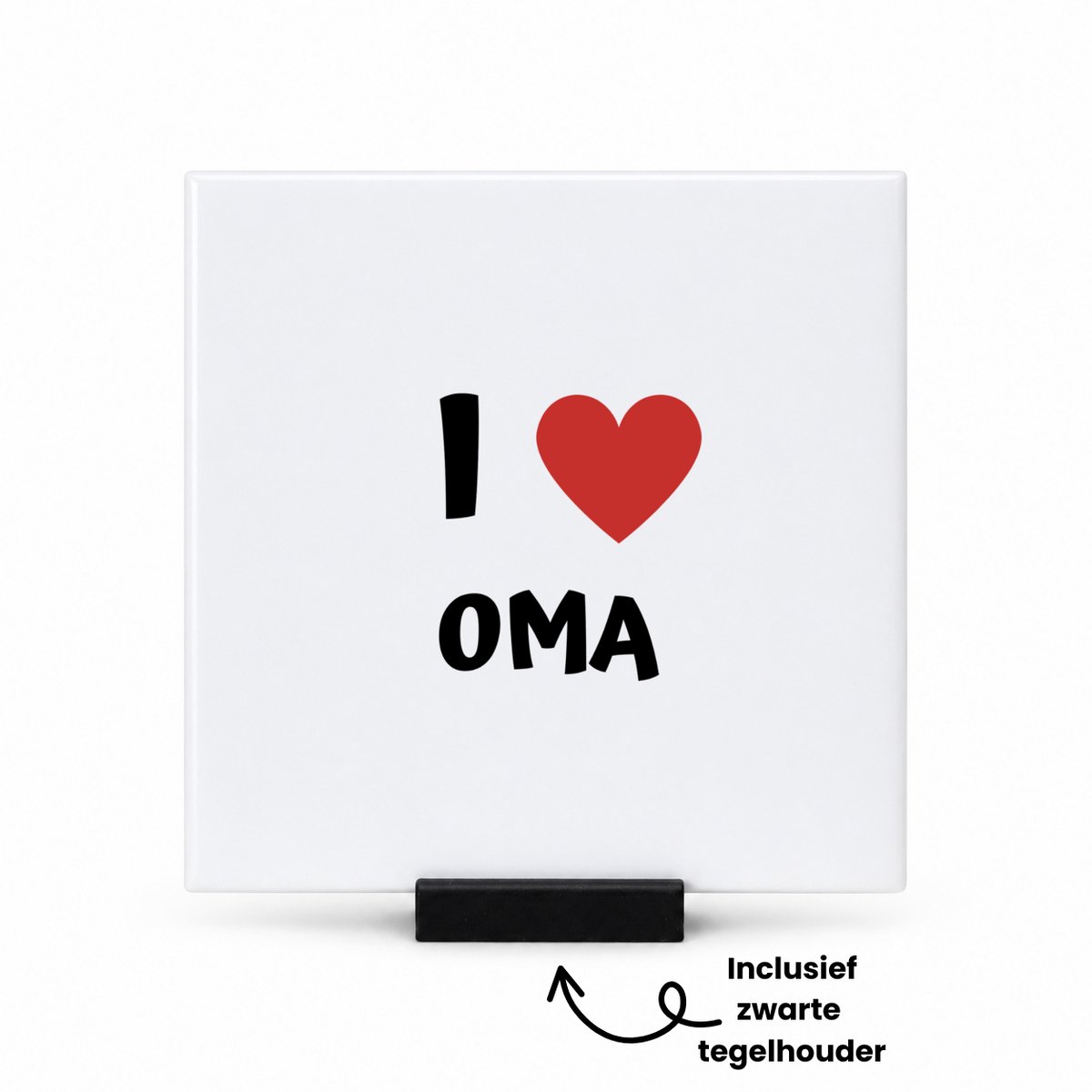Hacebo I love oma tegeltje met tegelhouder - Oma - de liefste oma - tegeltjes met tekst - verjaardag - cadeautje voor oma - oma artikelen - kado - geschenk - spreuktegels - 10.8x10.8 CM Wit