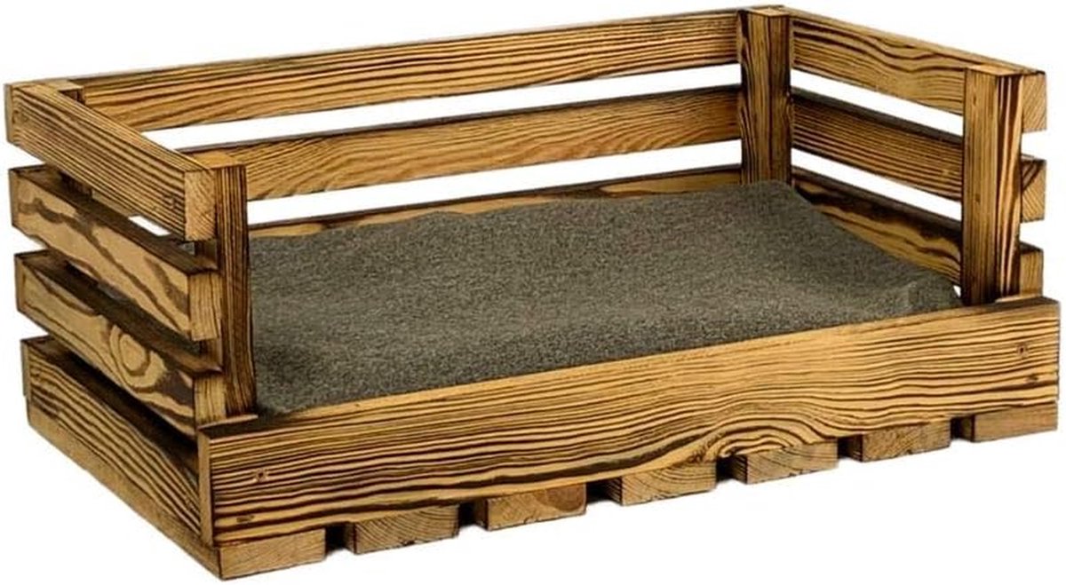 Huisdierenbank van hout - Bankje voor hond - Ontspannen voor huisdier - Gevlamd rustiek design