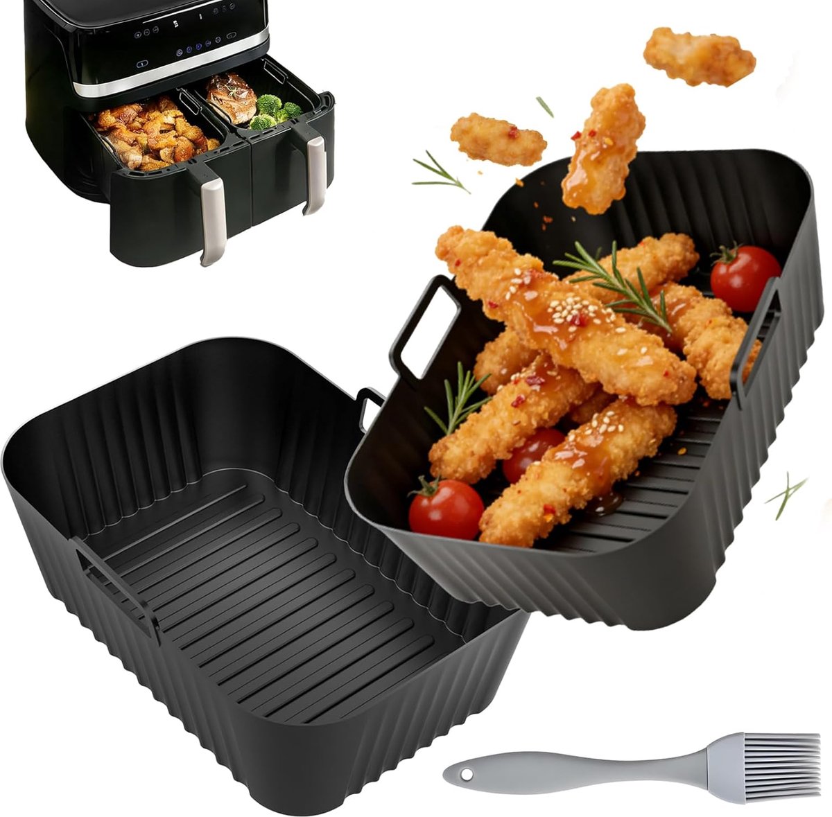 SnelShoppen - Silicone Mould Hot Air Fryer 2 Pack - Herbruikbare Silicone Inzet voor 4.5L Airfryer - Vervang Baking Paper - Ideaal voor Keuken Accesso