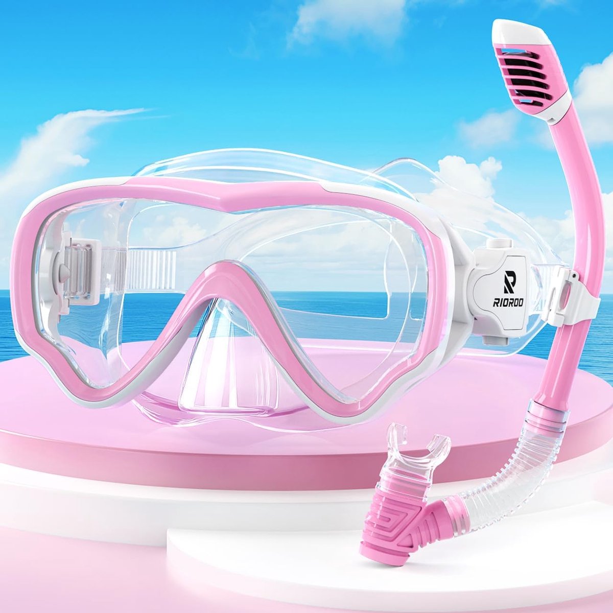 Thijox - Snorkelset voor Kinderen, 180° Panoramisch, Anti-condens, Lekbestendig, Zachte Siliconen, Droge Snorkel en Duikbril voor Jongens en Meisjes 4